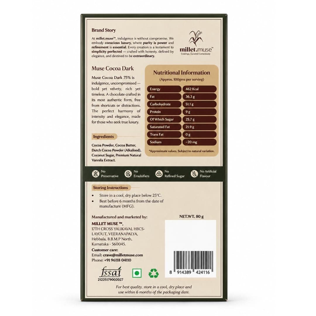 Muse Cocoa Dark 75% — 80g