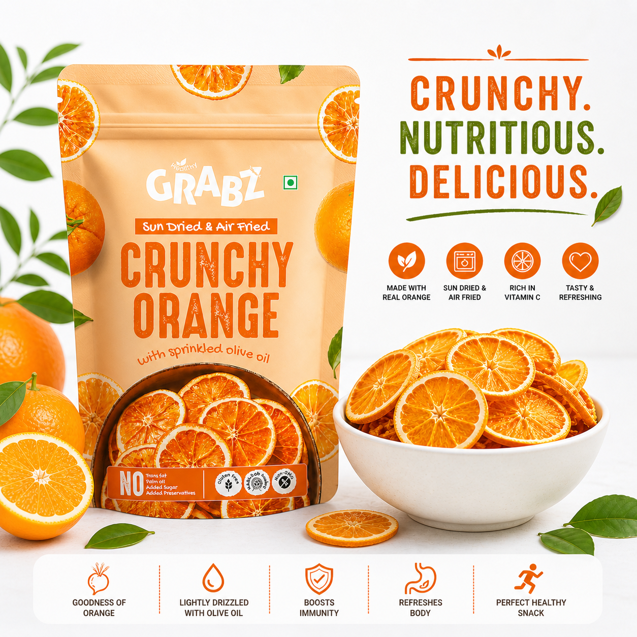 Crispy Orange Chips | Natural Fruit Snack | No Added Sugar