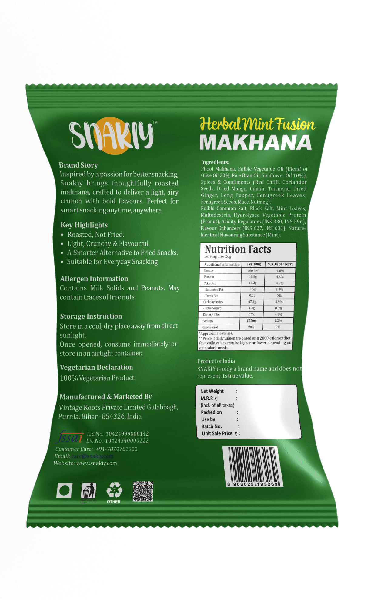 Snakiy Salt & Pepper Makhana — 90g
