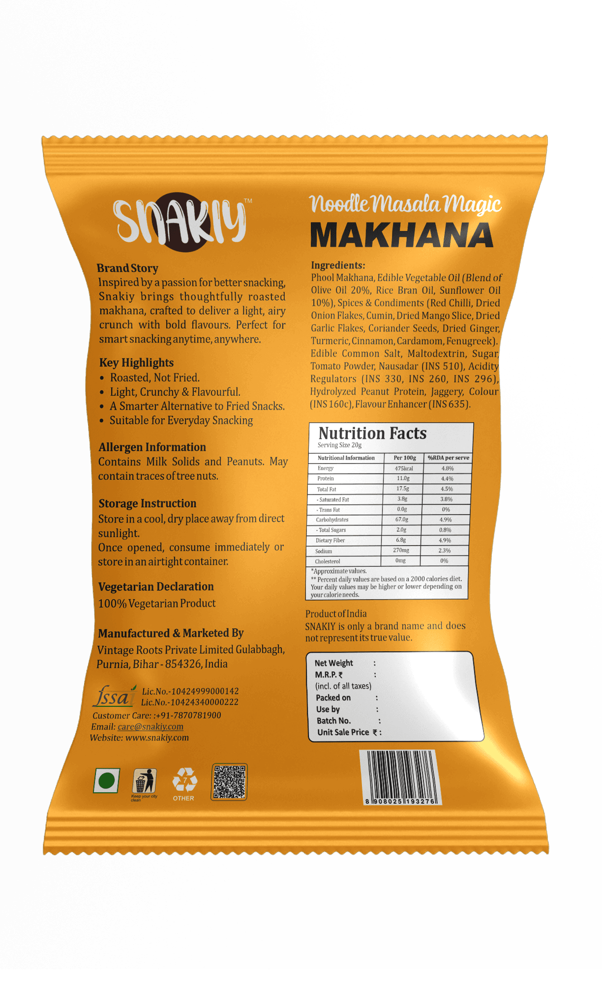 Snakiy Peri Peri Crunch Makhana — 90g